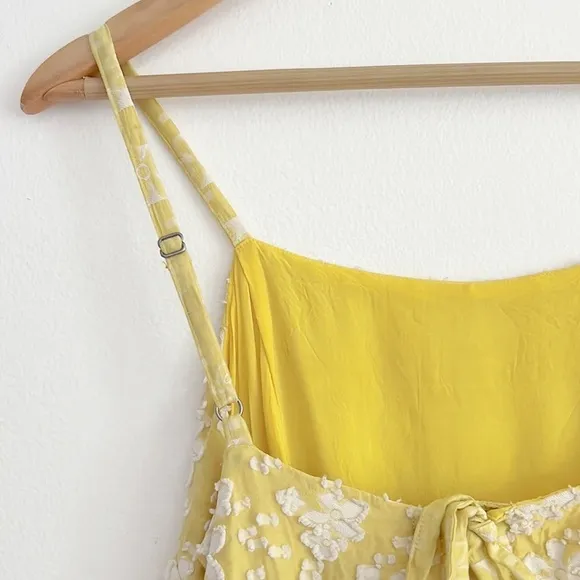 Anthropologie Maeve Rhonda Textured Midi Dress Yellow Floral