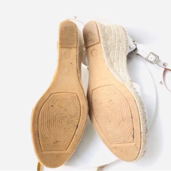 Anthropologie Maypol White Leather Wrap Espadrille Wedges
