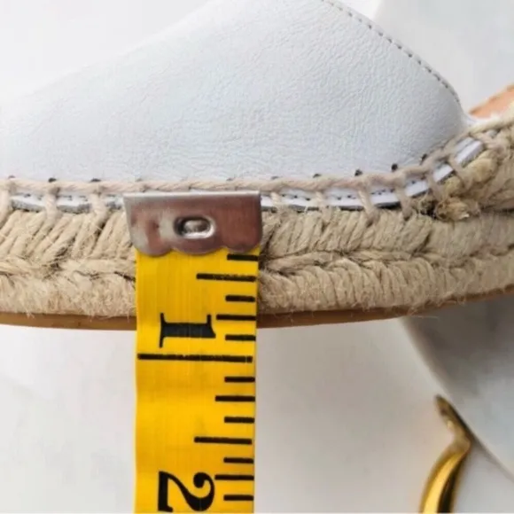Anthropologie Maypol White Leather Wrap Espadrille Wedges