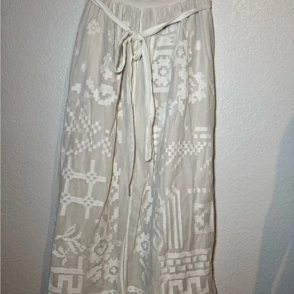 ANTHROPOLOGIE NEW FOREVER THAT GIRL BURNOUT LACE MAXI SKIRT IVORY sz 14 NWT Long
