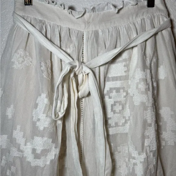 ANTHROPOLOGIE NEW FOREVER THAT GIRL BURNOUT LACE MAXI SKIRT IVORY sz 14 NWT Long