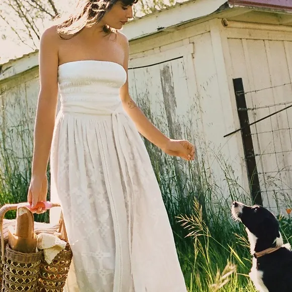 ANTHROPOLOGIE NEW FOREVER THAT GIRL BURNOUT LACE MAXI SKIRT IVORY sz 14 NWT Long