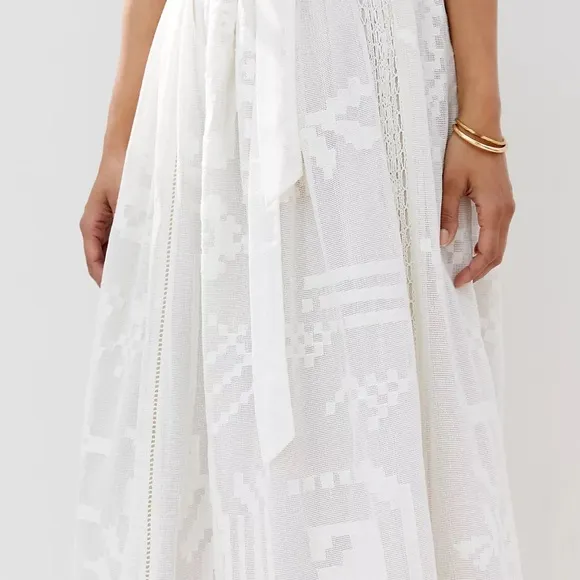 ANTHROPOLOGIE NEW FOREVER THAT GIRL BURNOUT LACE MAXI SKIRT IVORY sz 14 NWT Long
