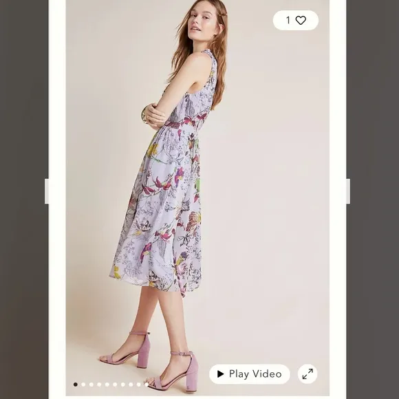 Anthropologie NWT Hermia Midi Dress floral romantic 14