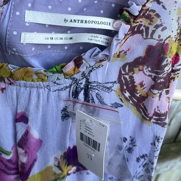 Anthropologie NWT Hermia Midi Dress floral romantic 14