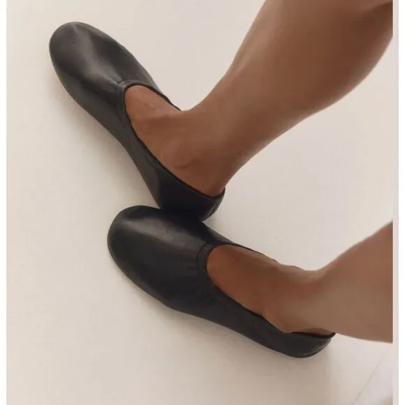 Anthropologie Pilcro Black Leather Glove Ballet Flats Size 8 NEW