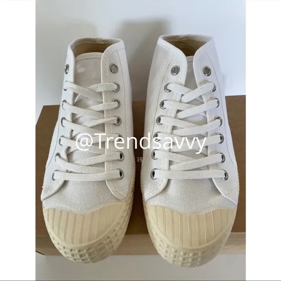 ANTHROPOLOGIE Platform Tennis Sneaker High Top Lace Up Canvas Shoes White 39 NWT
