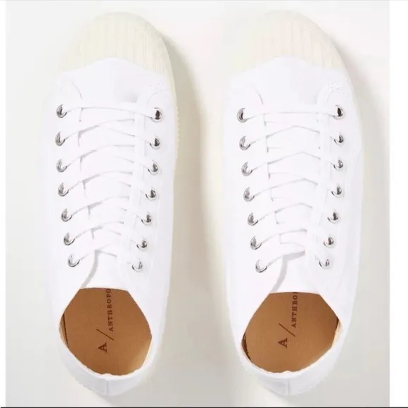 ANTHROPOLOGIE Platform Tennis Sneaker High Top Lace Up Canvas Shoes White 39 NWT