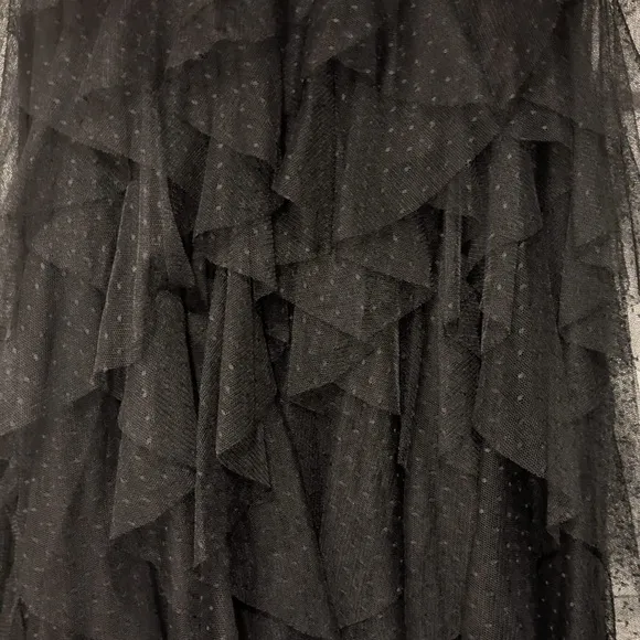 Anthropologie Ruffled Tulle Midi Skirt in Black – Sz M NWOT | Top-Rated