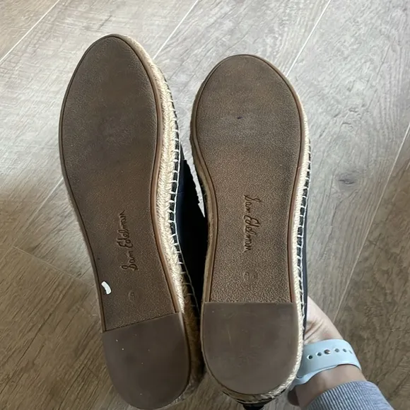 Anthropologie Sam Edelman Kai Espadrille Flats Black Leather 9.5$130