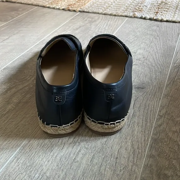 Anthropologie Sam Edelman Kai Espadrille Flats Black Leather 9.5$130
