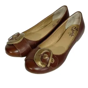 ANTHROPOLOGIE SEYCHELLES Women’s Brown Leather Flats Buckle Detail 7.5
