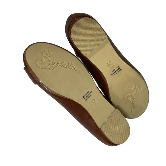 ANTHROPOLOGIE SEYCHELLES Women’s Brown Leather Flats Buckle Detail 7.5