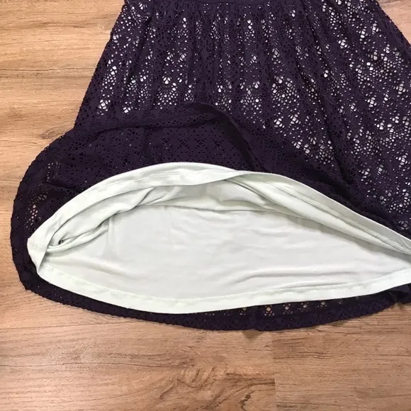 Anthropologie Size L Post Mark Dress Eyelet Knit Lace Sleeveless Navy Blue