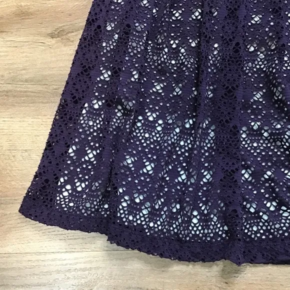 Anthropologie Size L Post Mark Dress Eyelet Knit Lace Sleeveless Navy Blue