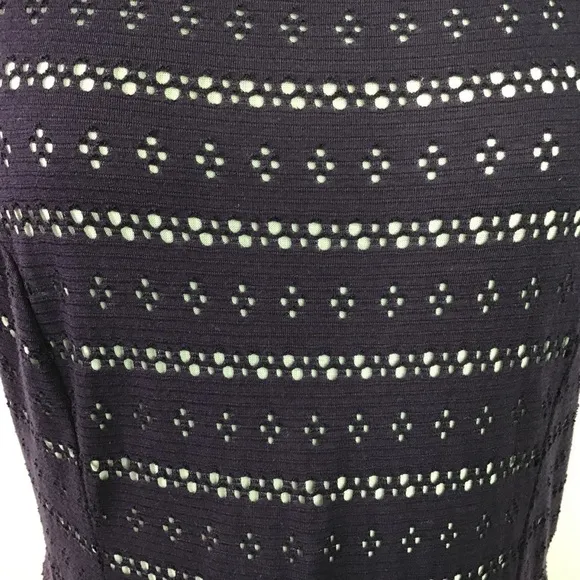 Anthropologie Size L Post Mark Dress Eyelet Knit Lace Sleeveless Navy Blue
