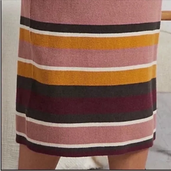 ANTHROPOLOGIE Stripes Pullover Long Sleeve Sweater Midi Dress Crew Neck NWT