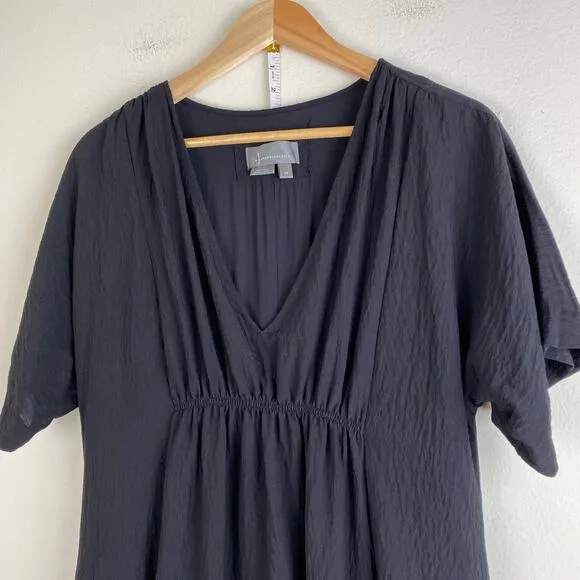 Anthropologie V-Neck Maxi Dress Size XS Black Tiered Short Sleeve Dressy Casual