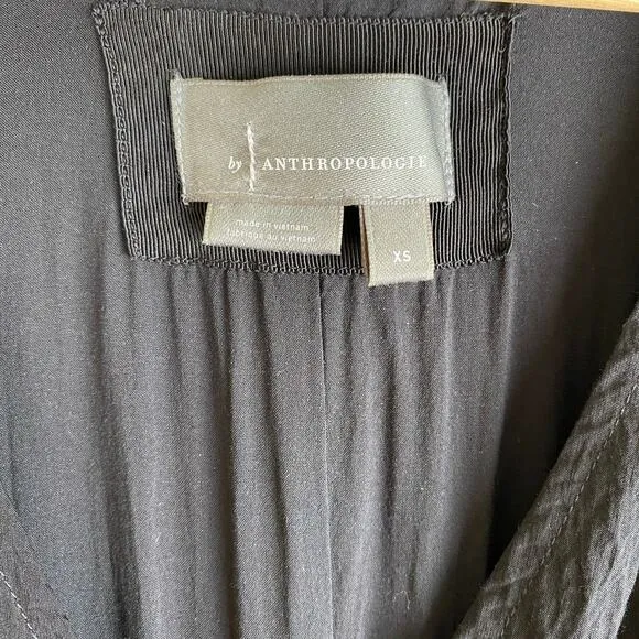 Anthropologie V-Neck Maxi Dress Size XS Black Tiered Short Sleeve Dressy Casual