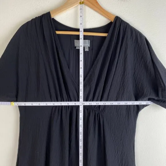 Anthropologie V-Neck Maxi Dress Size XS Black Tiered Short Sleeve Dressy Casual