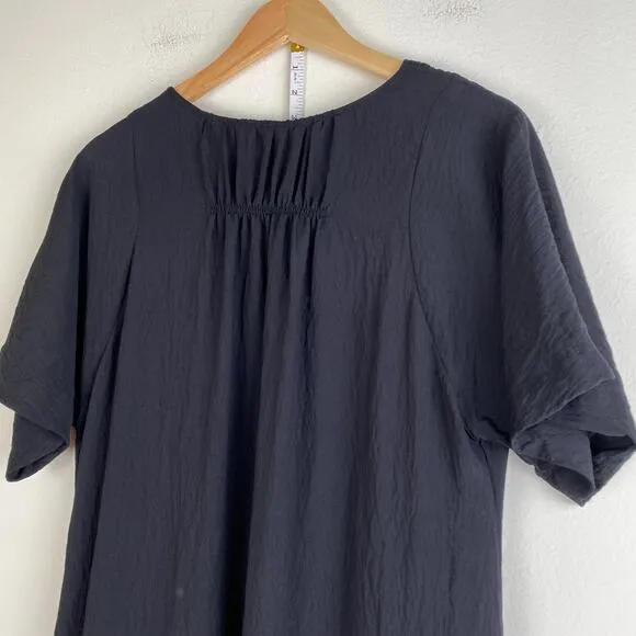 Anthropologie V-Neck Maxi Dress Size XS Black Tiered Short Sleeve Dressy Casual