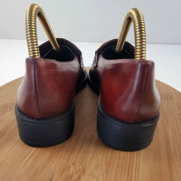 Anthropologie Vicenza Horsebit Brown Leather Penny Loafers Platform Womens Sz 8