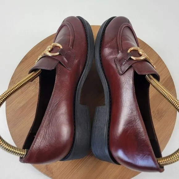 Anthropologie Vicenza Horsebit Brown Leather Penny Loafers Platform Womens Sz 8