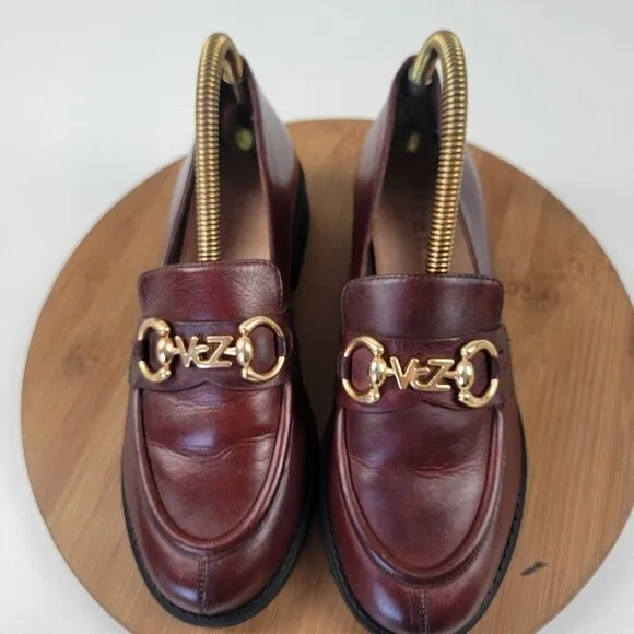 Anthropologie Vicenza Horsebit Brown Leather Penny Loafers Platform Womens Sz 8