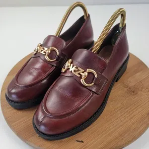 Anthropologie Vicenza Horsebit Brown Leather Penny Loafers Platform Womens Sz 8