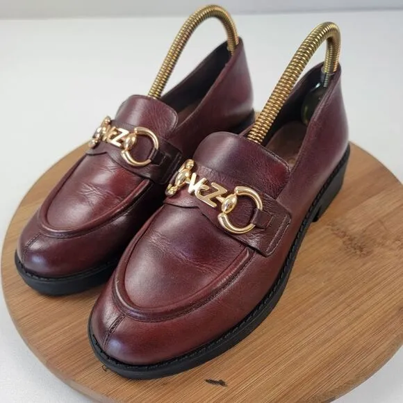 Anthropologie Vicenza Horsebit Brown Leather Penny Loafers Platform Womens Sz 8