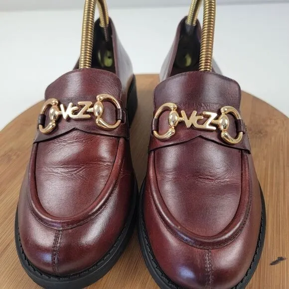 Anthropologie Vicenza Horsebit Brown Leather Penny Loafers Platform Womens Sz 8