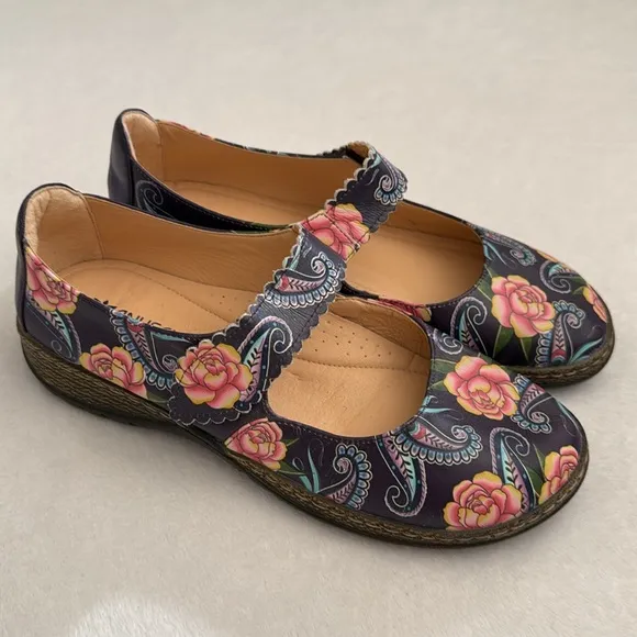 Anuschka | Ella Printed Artwork Leather Mary Jane 4241 Peonies and Paisleys (8)
