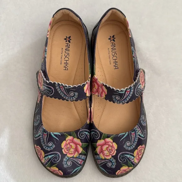 Anuschka | Ella Printed Artwork Leather Mary Jane 4241 Peonies and Paisleys (8)