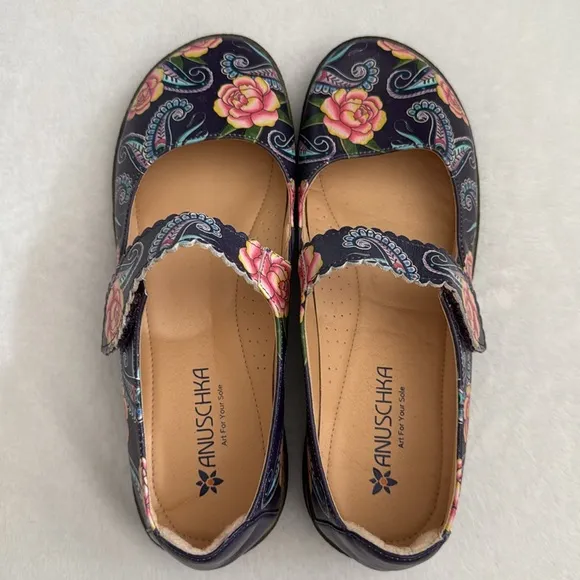 Anuschka | Ella Printed Artwork Leather Mary Jane 4241 Peonies and Paisleys (8)