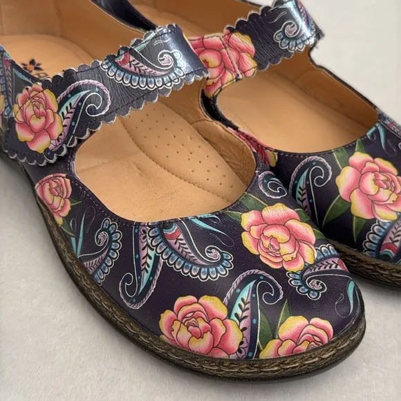 Anuschka | Ella Printed Artwork Leather Mary Jane 4241 Peonies and Paisleys (8)