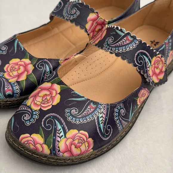 Anuschka | Ella Printed Artwork Leather Mary Jane 4241 Peonies and Paisleys (8)