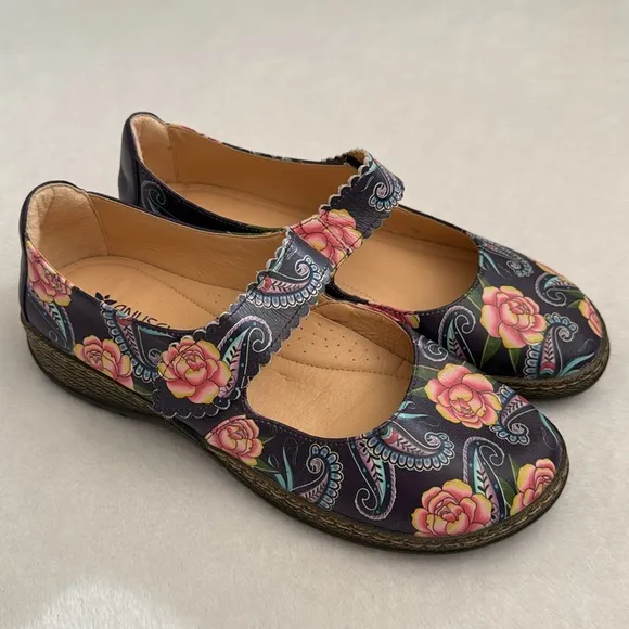 Anuschka | Ella Printed Artwork Leather Mary Jane 4241 Peonies and Paisleys (8)