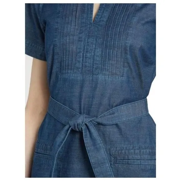 A.P.C. Indigo Cotton Italian Chambray Denim Tie-Front Jess Dress sz 34/XS Womens
