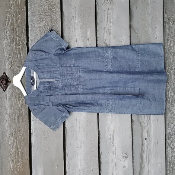 A.P.C. Indigo Cotton Italian Chambray Denim Tie-Front Jess Dress sz 34/XS Womens