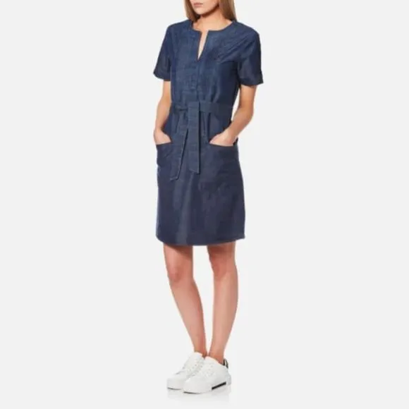 A.P.C. Indigo Cotton Italian Chambray Denim Tie-Front Jess Dress sz 34/XS Womens