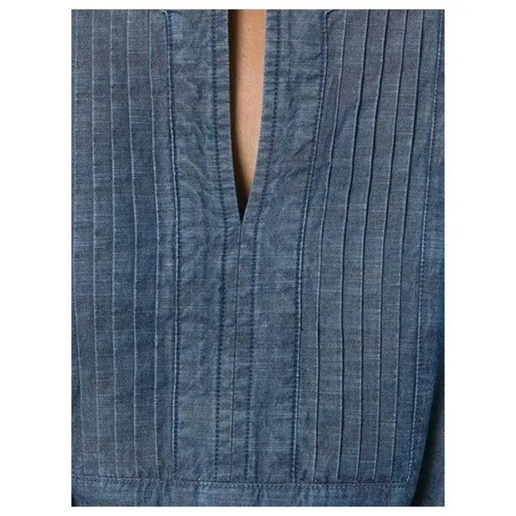 A.P.C. Indigo Cotton Italian Chambray Denim Tie-Front Jess Dress sz 34/XS Womens