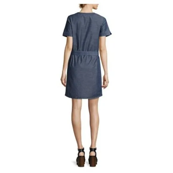 A.P.C. Indigo Cotton Italian Chambray Denim Tie-Front Jess Dress sz 34/XS Womens