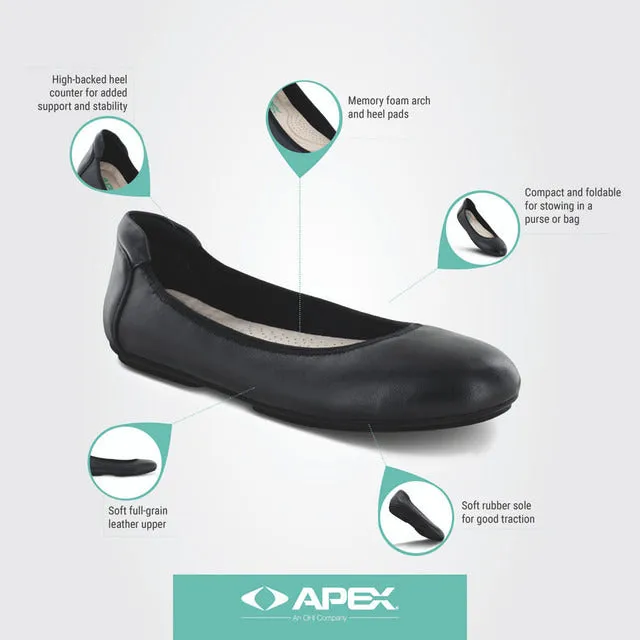 Apexfoot Women's Ballet Flats - Casual Shoe - Black