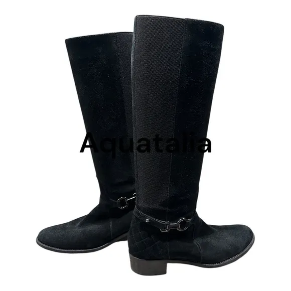 Aquatalia Black Over the Knee Boots Suede Made in Italy