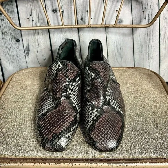 Aquatalia multicolor snakeskin embossed leather loafer flats size 9M new