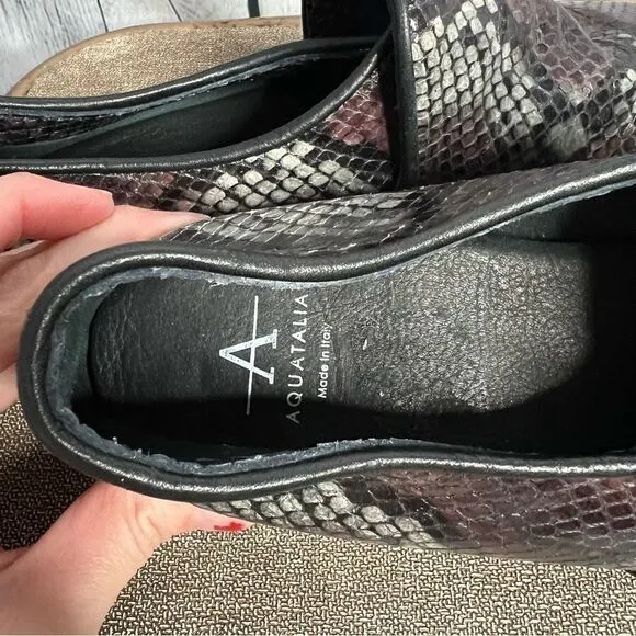 Aquatalia multicolor snakeskin embossed leather loafer flats size 9M new