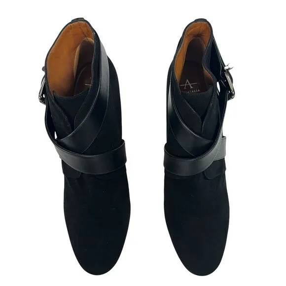 Aquatalia Tillie Black Suede Wedge‎ Anke Boots Womens Size 8