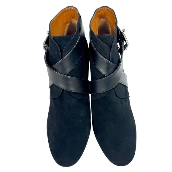Aquatalia Tillie Black Suede Wedge‎ Anke Boots Womens Size 8