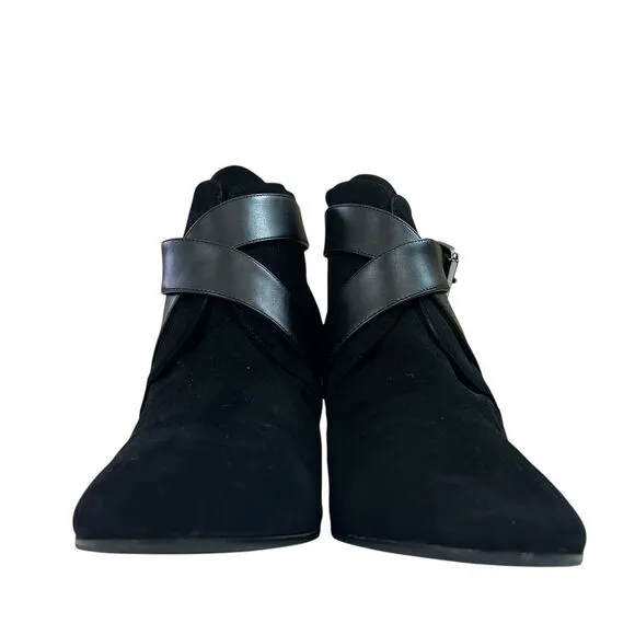 Aquatalia Tillie Black Suede Wedge‎ Anke Boots Womens Size 8