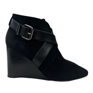 Aquatalia Tillie Black Suede Wedge‎ Anke Boots Womens Size 8
